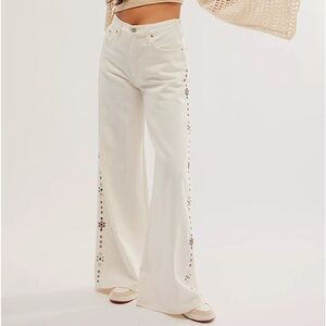 NWT Anna Sui Studded Wide-Leg Jeans